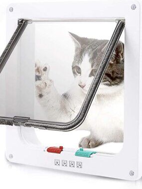 Cat Door 4-Way Pivot Lock Door for Indoor Outdoor Doors, 10.43 x 9.65 x 2.56 in